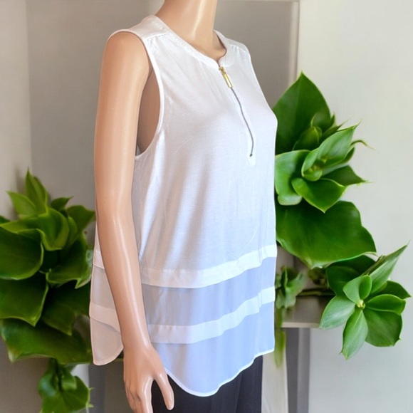 MICHAEL Michael Kors White Sleeveless Top with Zipper - Picture 4 of 16